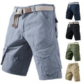 Loose-fit solid colour cargo shorts for summer with multiple pockets.