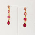 Round stud geometric tassel drop earrings for women, green colour, 8.5 cm length, alloy and imitation pearl beads