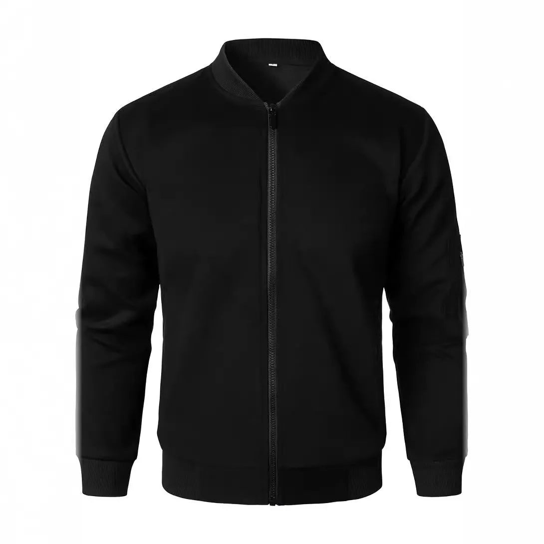 Men's loose fit cotton knitted jacket in business style with polyester lining