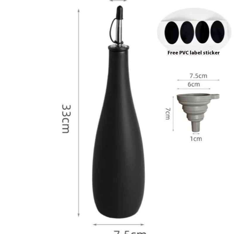 Ceramic kitchen oil pot with funnel and oil brush in black, coffee, or white.