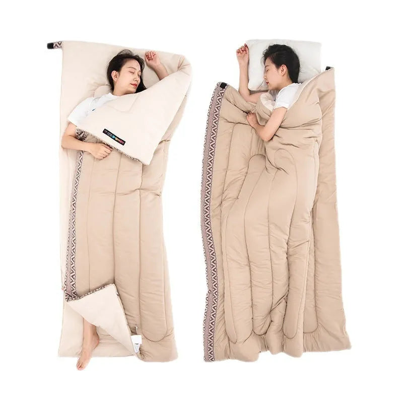 Adult four seasons camping sleeping bag in Jiangnan Spring colour with storage sack.