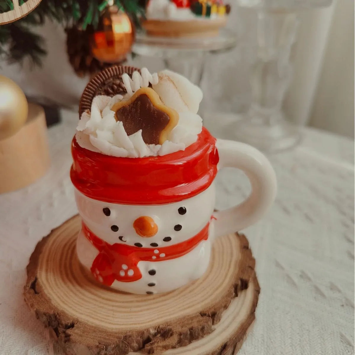 Santa Claus ceramic cup aromatherapy candle in soy wax, 10 x 7 x 10.5 cm, Christmas gift box, four festive styles