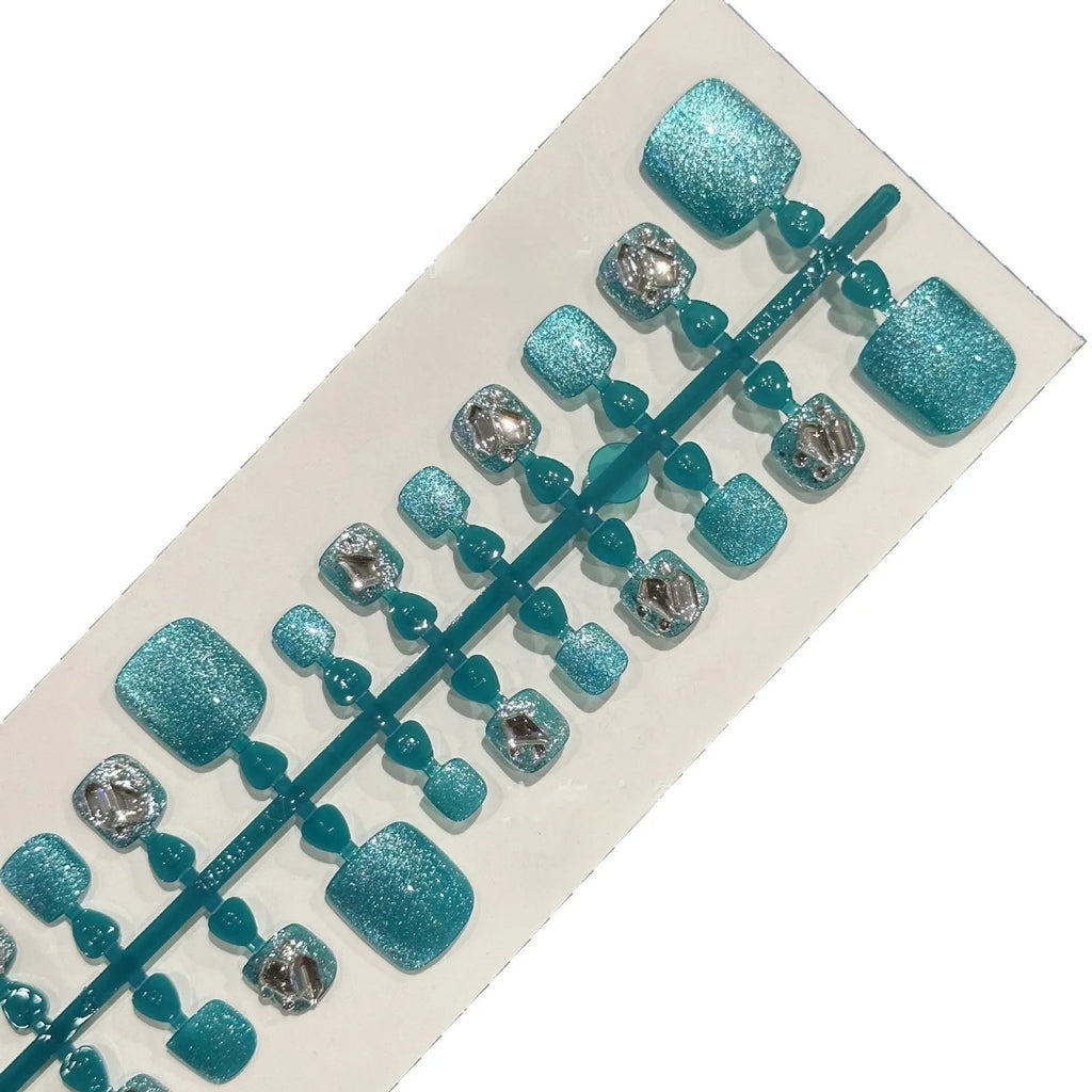 Blue diamond finish toenail wear armour set with cat's eye style and 42 pieces