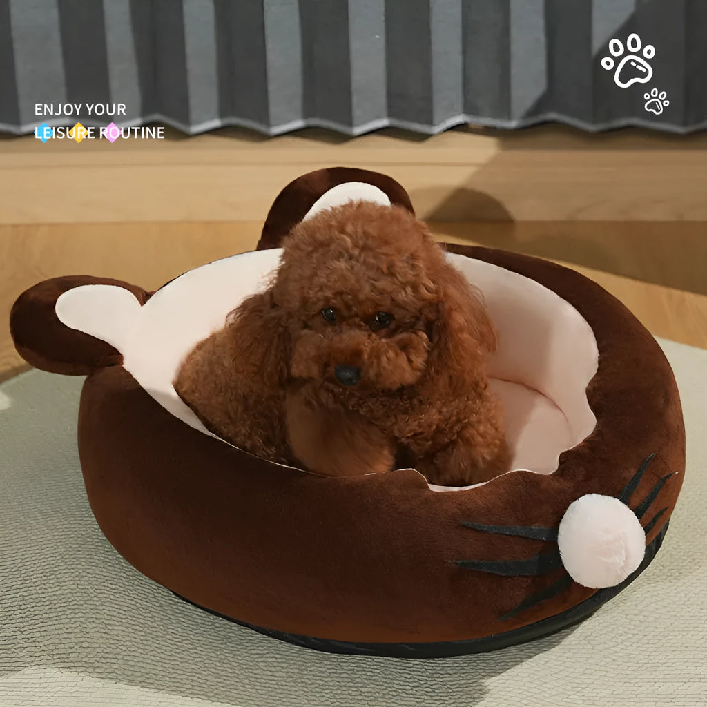 Lamb wool kennel soft pad in coffee colour, PP cotton filling, calming pet bed for dogs and cats