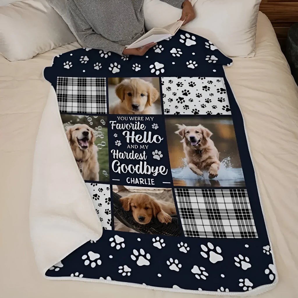 White super soft flannel pet dog blanket shown in three available sizes on a wooden floor.