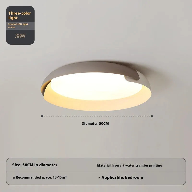 Nordic bedroom ceiling lamp in black walnut, sandy white grey or white wood, 42cm or 50cm, with stepless dimming