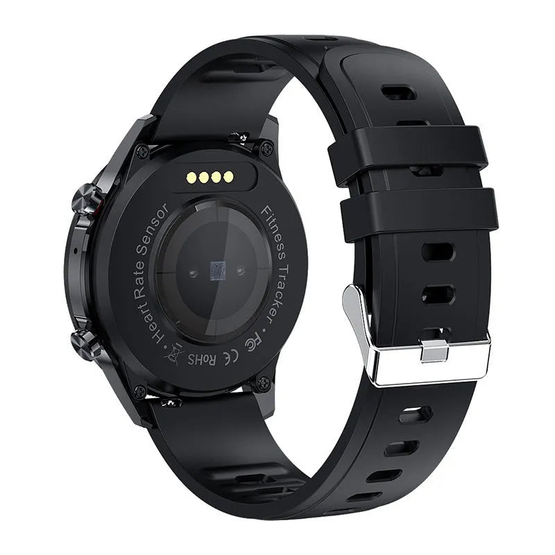 Blue alloy Bluetooth smartwatch with 1.3-inch screen showing call interface on wrist
