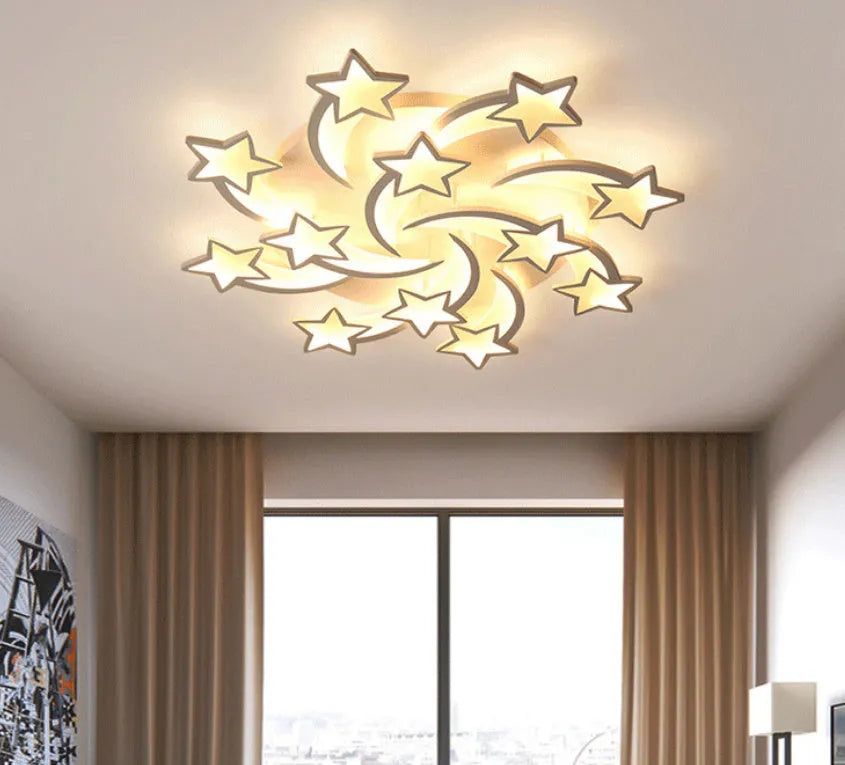 Modern LED ceiling lamp with 9 meteor heads, 220V dimming, for 15-30 square metre rooms