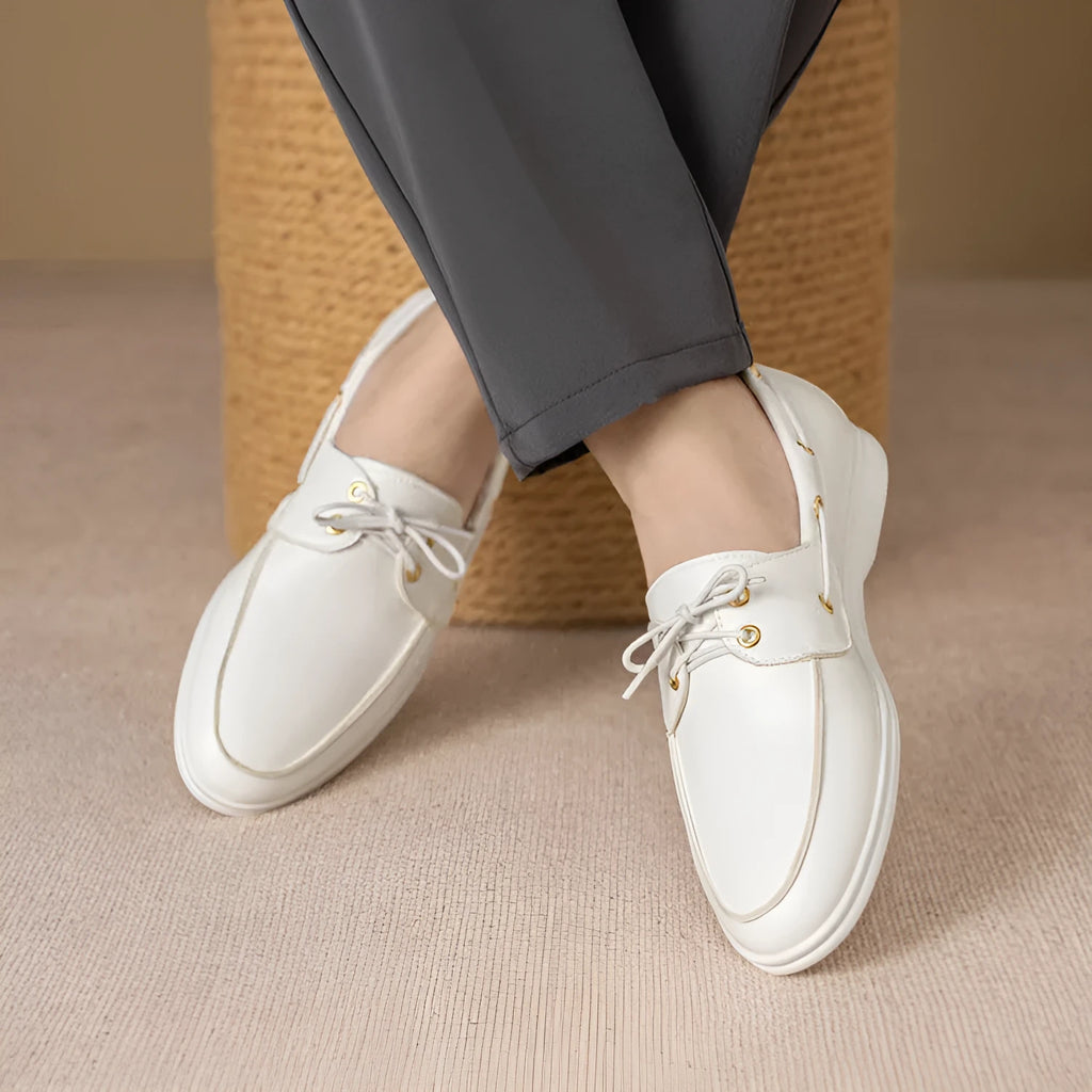 Men's fall casual leather shoes British style round toe flat heel metal accents black colour artificial PU upper