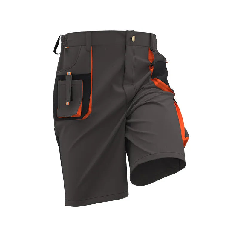 Men's summer casual work shorts in polyester, available in Black and Red, Green Gray, and Brown, sizes S to 3XL