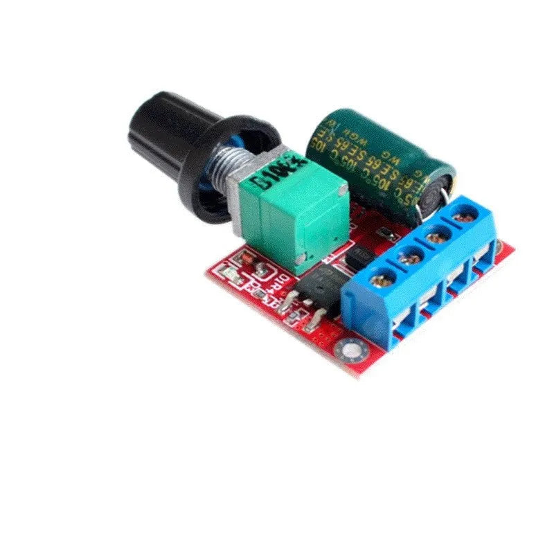 PWM DC motor speed governor with potentiometer knob for 5V-35V voltage range and 5A output