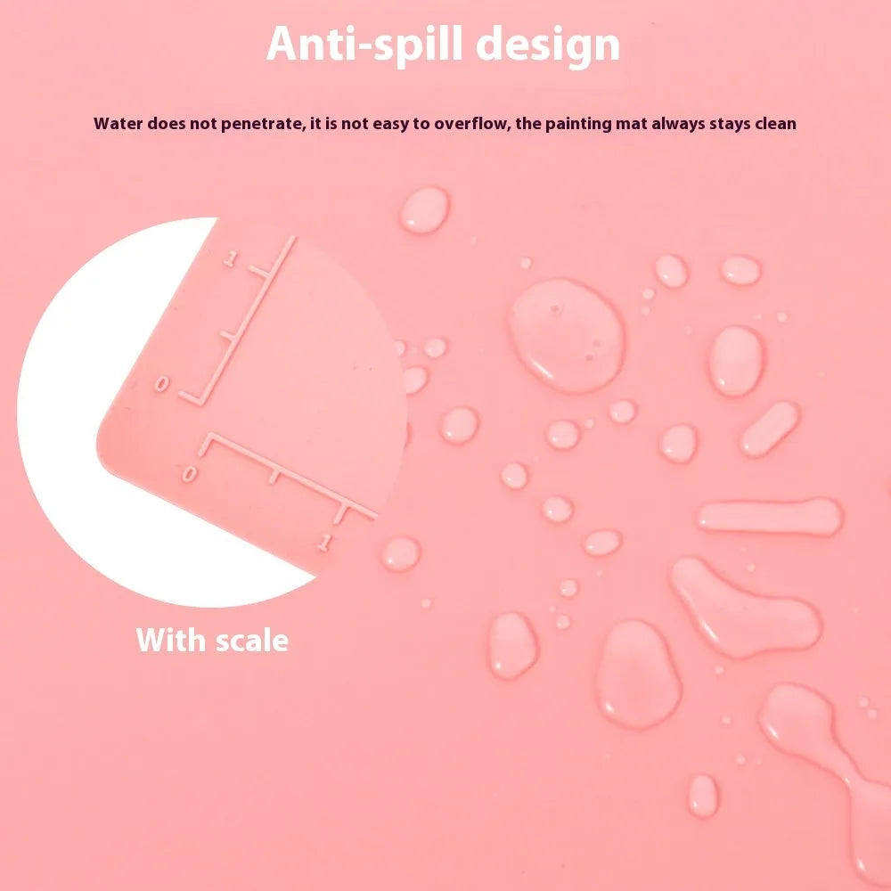 Silicone painting mat with double bowl design for watercolour painting in various colours