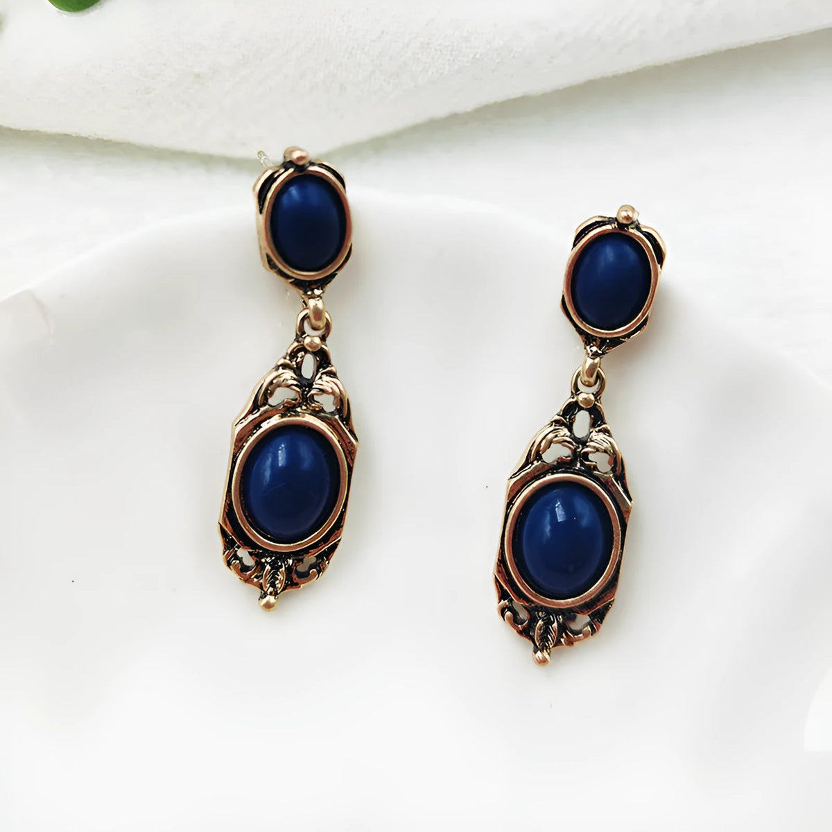 Chinese style alloy earring silver needle and triangle ear clip electroplating finish