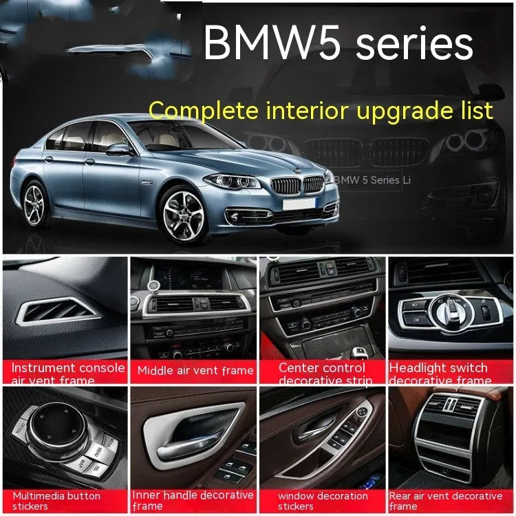 Four ABS stainless steel decorative frame bars for BMW 5 Series F10/F11 interior door handles.