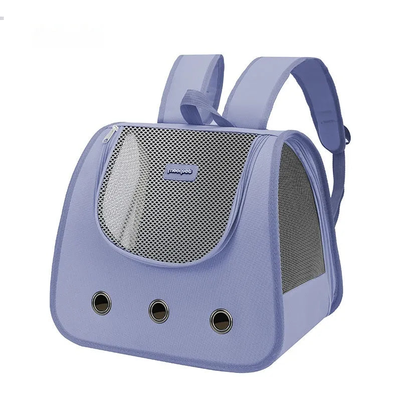 Medium capacity Oxford fabric pet backpack with medium hard sides in light blue colour