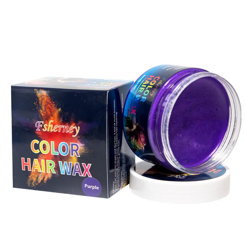 Pot of 120g hair styling clay in one of nine colours like blue, red, or granny grey.