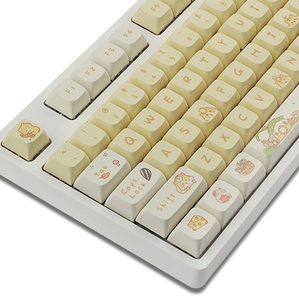 Custard dessert themed XDA profile plastic keycaps for mechanical keyboards.