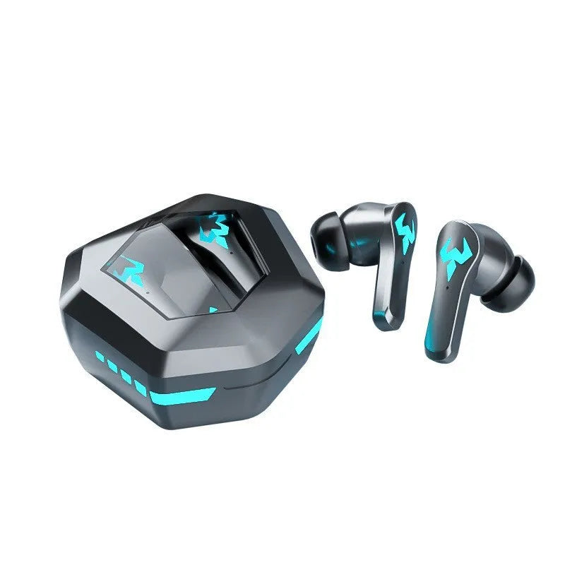 Black wireless Bluetooth sports gaming headset with in-ear noise-cancelling design