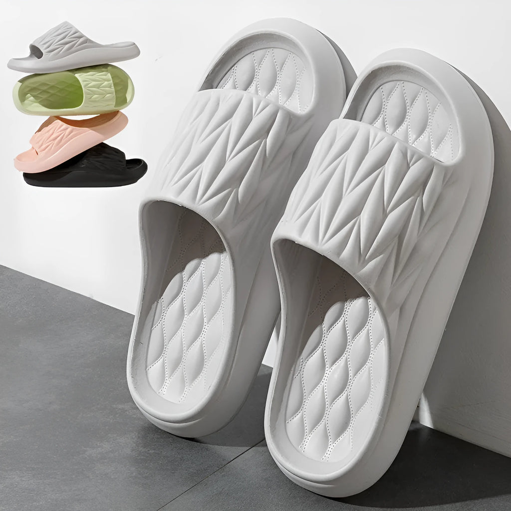 Leaf texture design EVA slippers in multiple colours for indoor summer and bathroom use