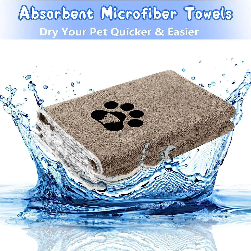 Brown ultra-fine fiber pet towel for dogs, water absorbing and quick drying, 35x75cm