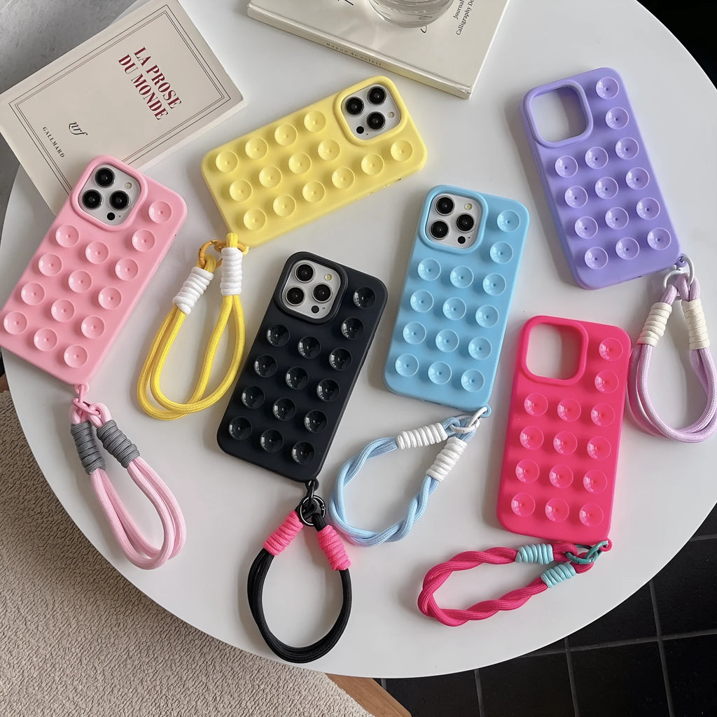 Silicone phone case with suction cup lanyard in RW Black Shell colour for iPhone 13 Pro Max