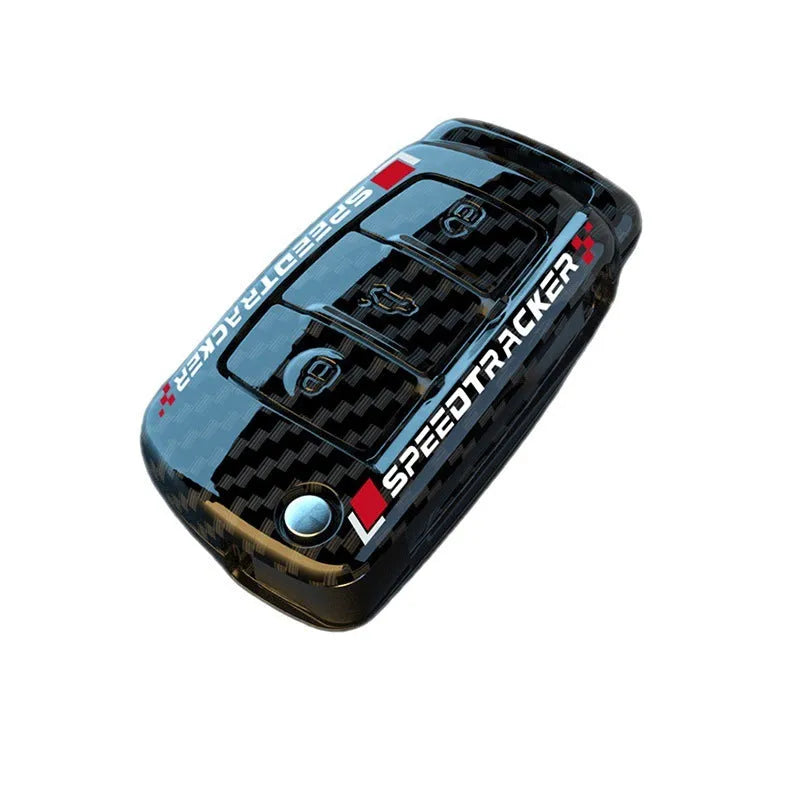 Carbon fibre style car key cover with mirrored surface in carbon colour option