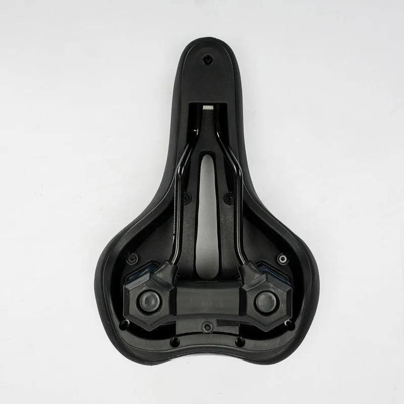 Mountain bicycle saddle cushion 26x18x6cm leather fabric silicone in black