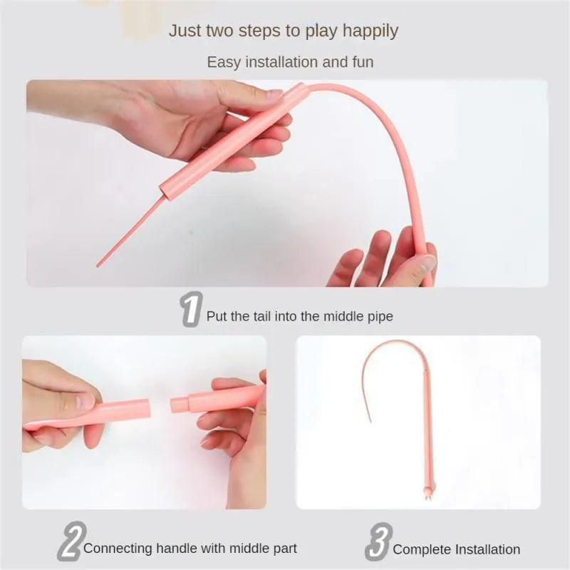 Simulated mouse tail cat teaser stick with 80cm silicone tail and cat head design