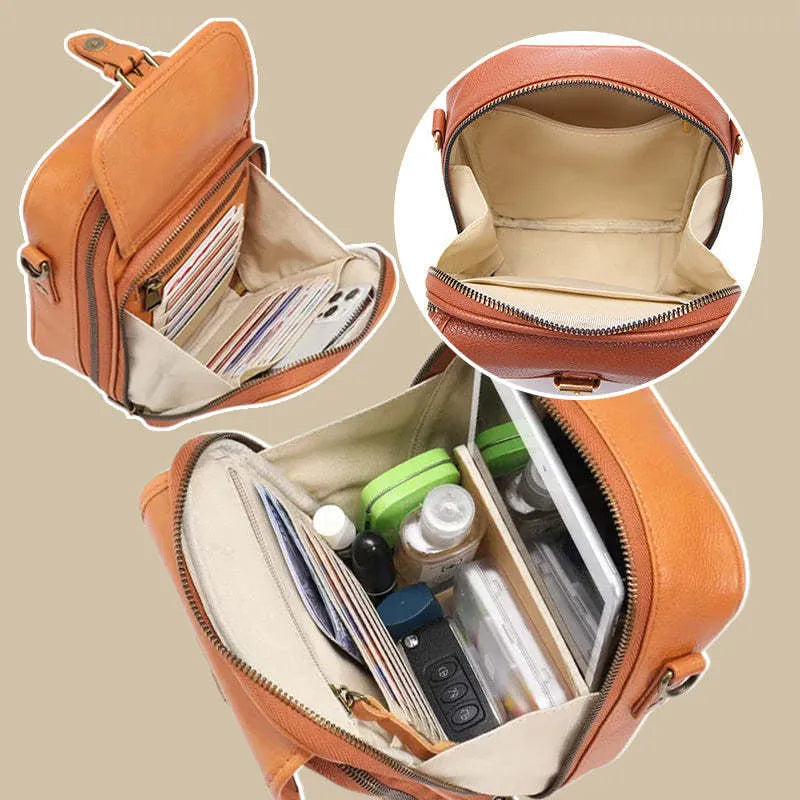 Unisex vintage large capacity PU messenger bag with retro brown finish and 10 card inserts