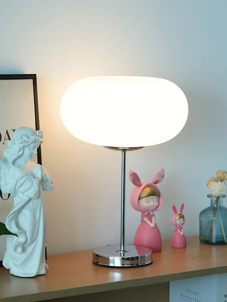 28 cm glass bedside lamp with button switch, modern simplicity style, tricolour light option