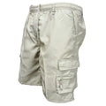 Men's cotton summer shorts in khaki colour with multiple pockets and drawstring waist