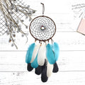 Ancient Dream dreamcatcher feather wind chime hanging ornament measuring 16x50cm on a wall