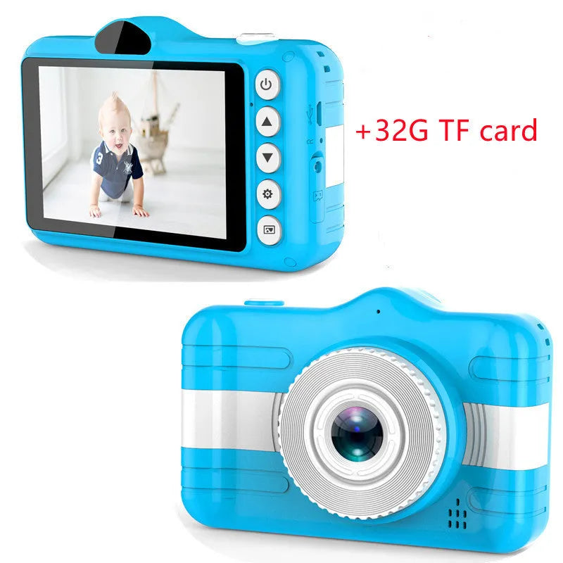 3.5 inch large screen cartoon digital HD camera for kids in pink with anti-fall silicone case