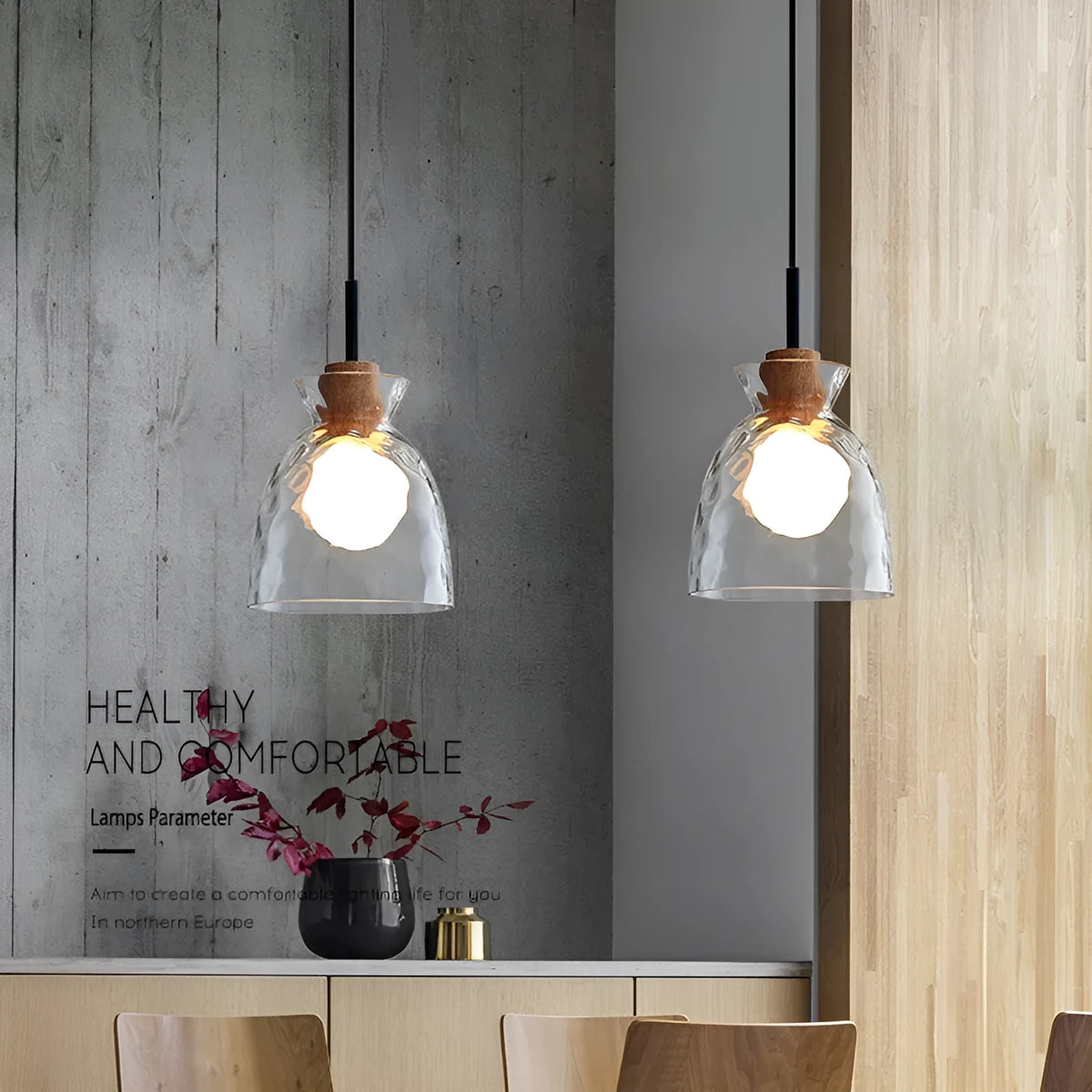 Three-head retro pendant light with warm light, 220V, long or round plate for cafe bar dining room study