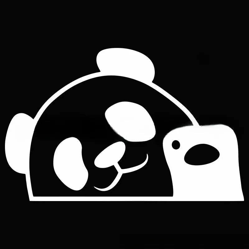 Peeking panda vinyl car sticker decal in black with cute design for exterior use