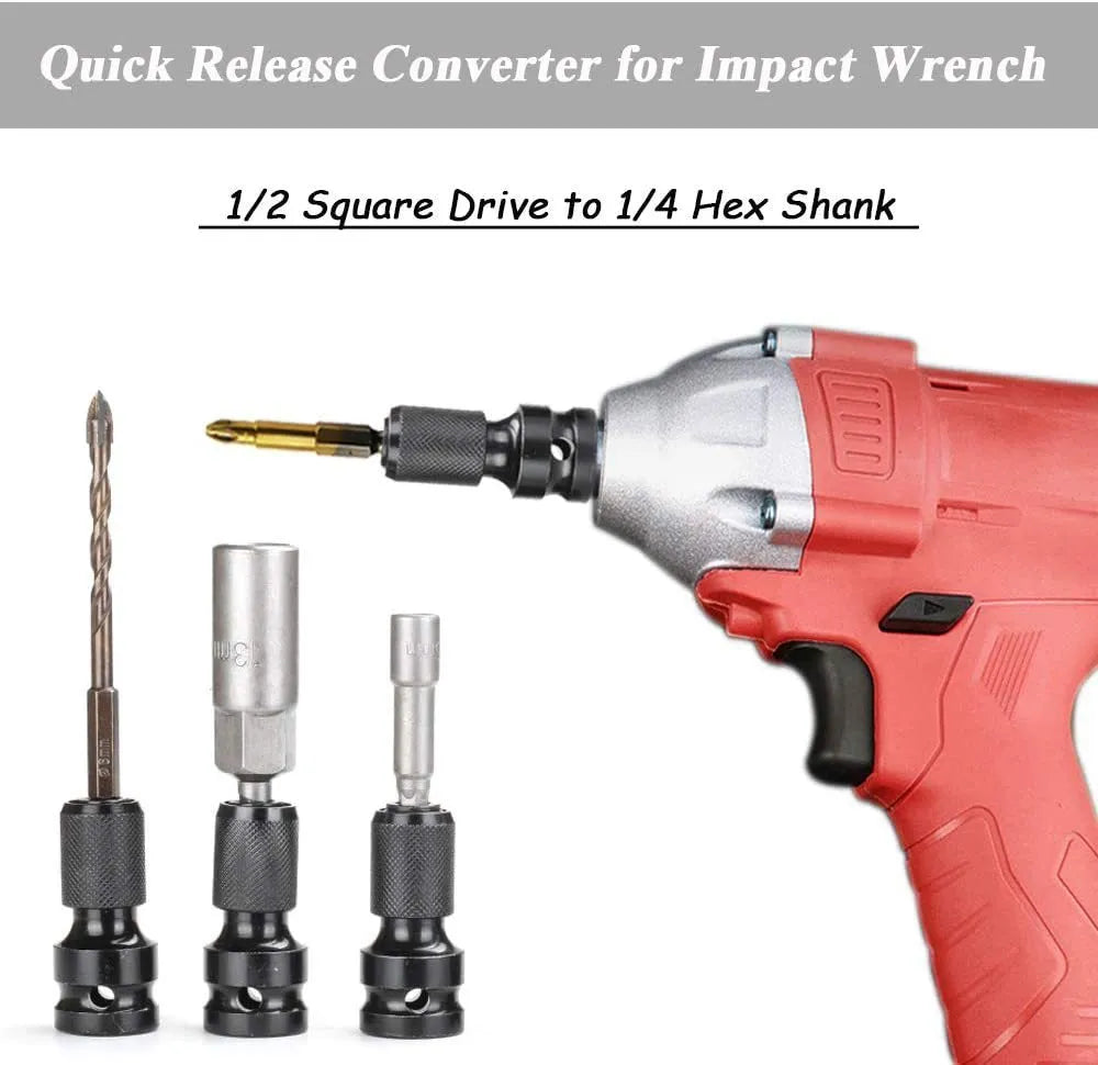 Telescopic square drive to hexagonal handle bit holder conversion tool with O-ring retention