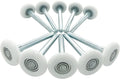 Set of 10 white quiet garage door steel rollers and 2 handle winding strips for garage door maintenance