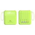 Mini power bank with four built-in cables and digital display in beige colour