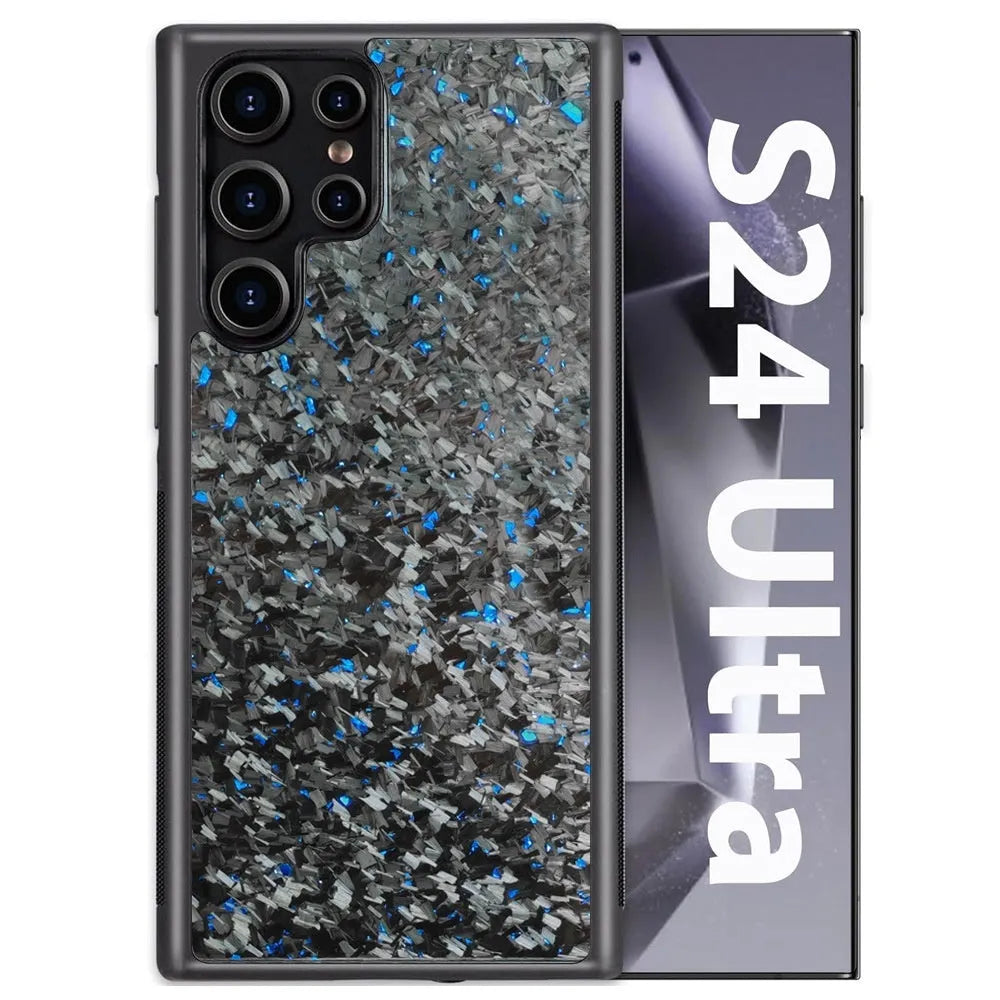 Carbon fibre silicone phone case for Samsung S24 Ultra with 3K twill backplate and silicone edges