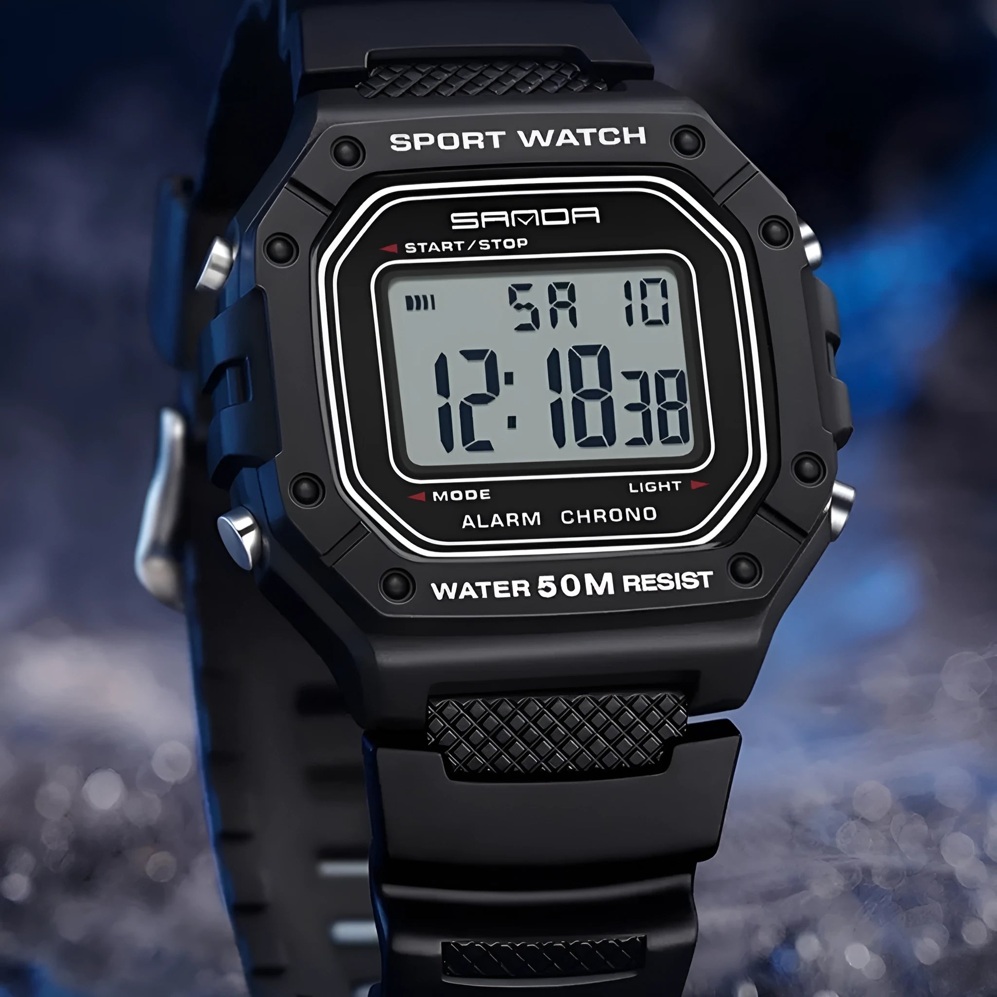 Youth waterproof electronic watch with alarm clock in multiple colour options