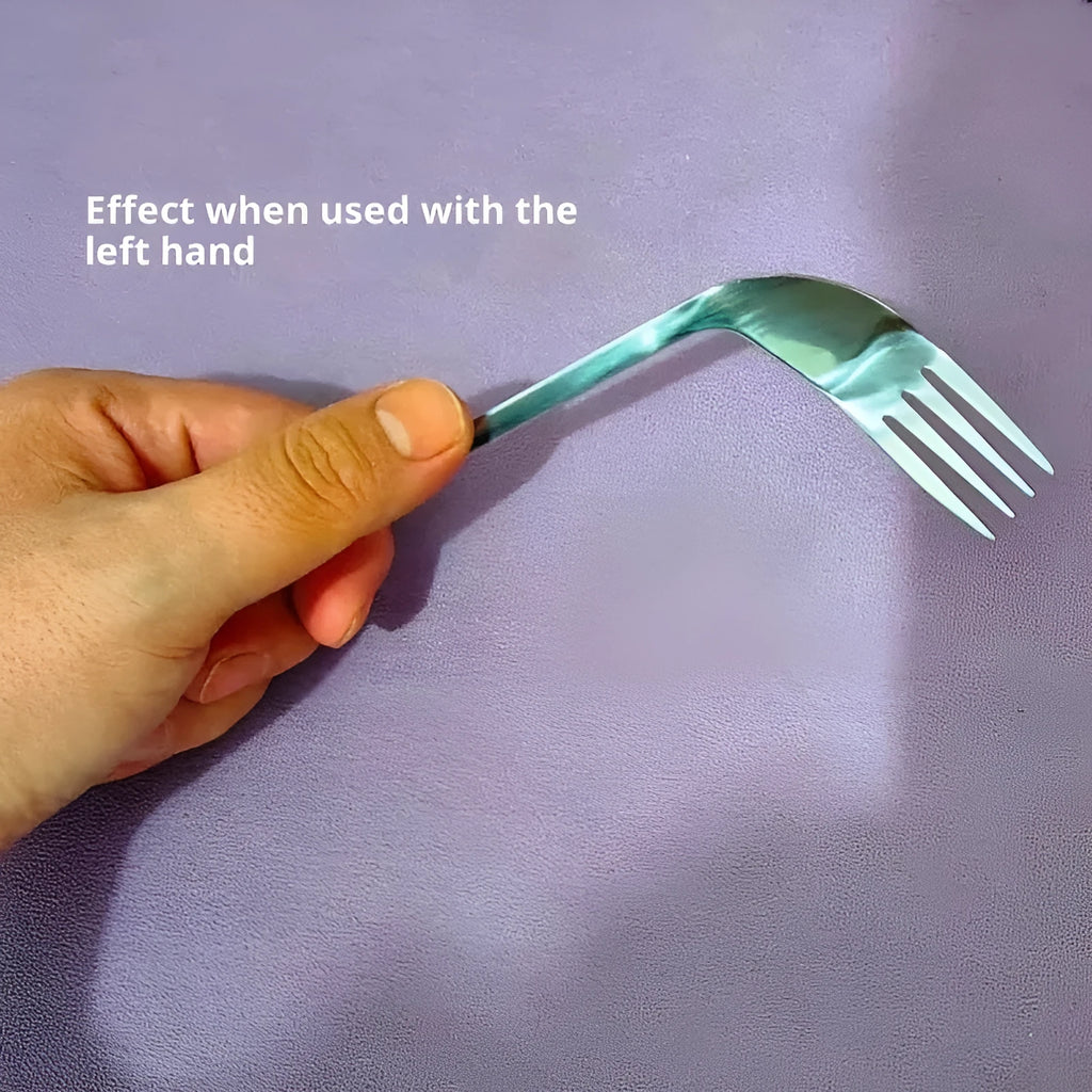 Stainless steel elbow spoon and fork set for elderly feeding care left and right hand options