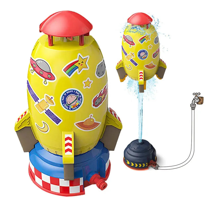 Rocket launcher water pressure sprinkler toy for outdoor garden lawn play with ABS plastic construction