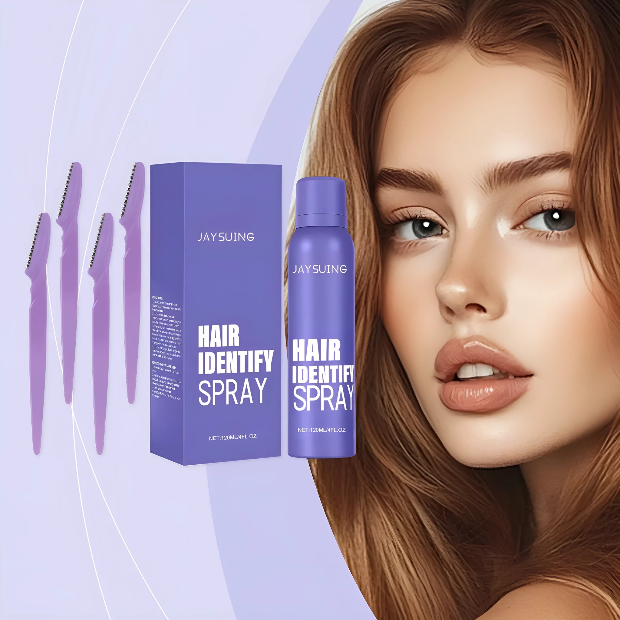 120ml portable hair removal spray bottle with non-irritating formula containing botanical extracts.