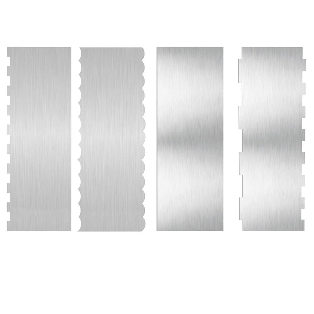 Stainless steel cream scraper with polygon cake pattern designs for cake decorating