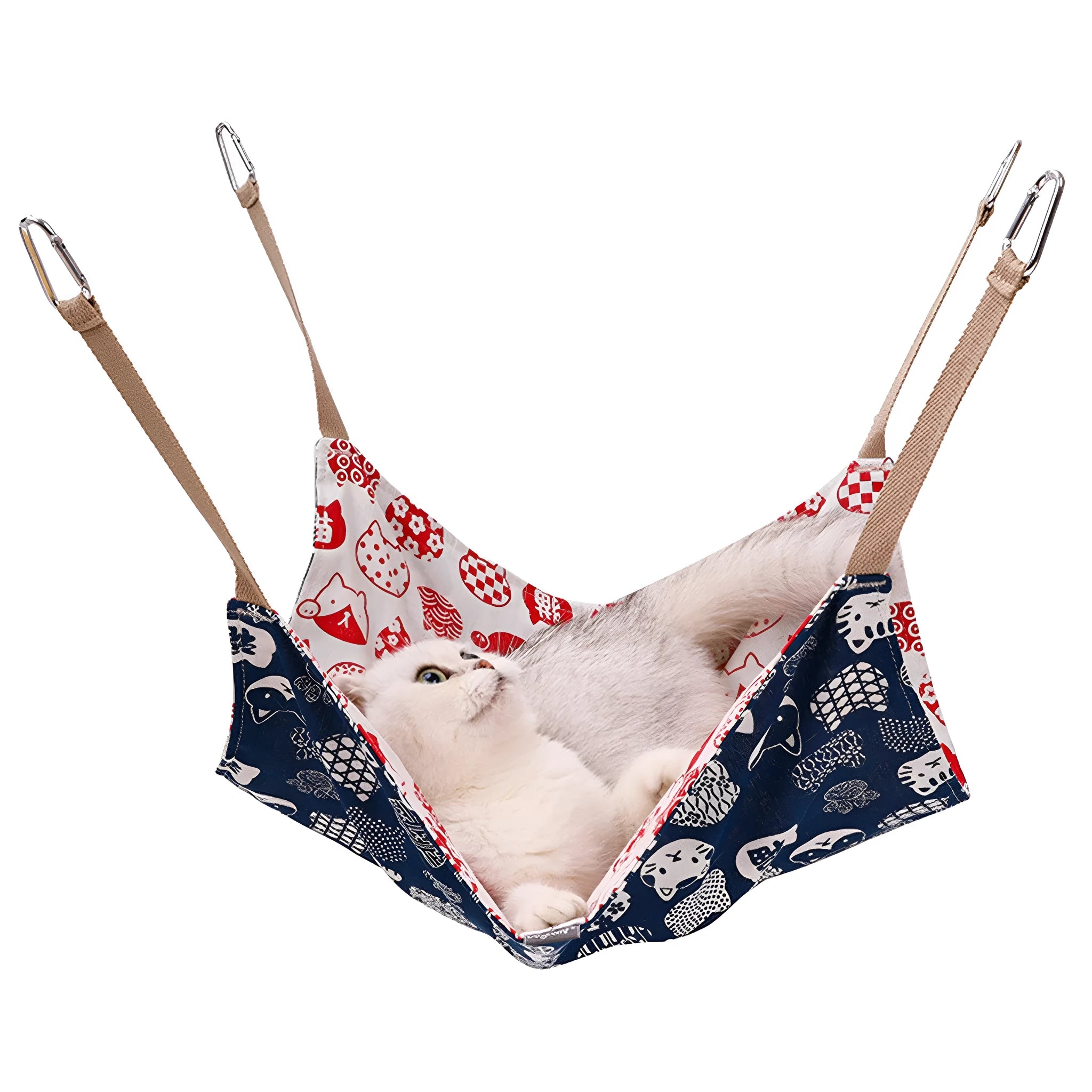 Yellow cotton linen cat hammock 47x47cm with hanging hook for cage
