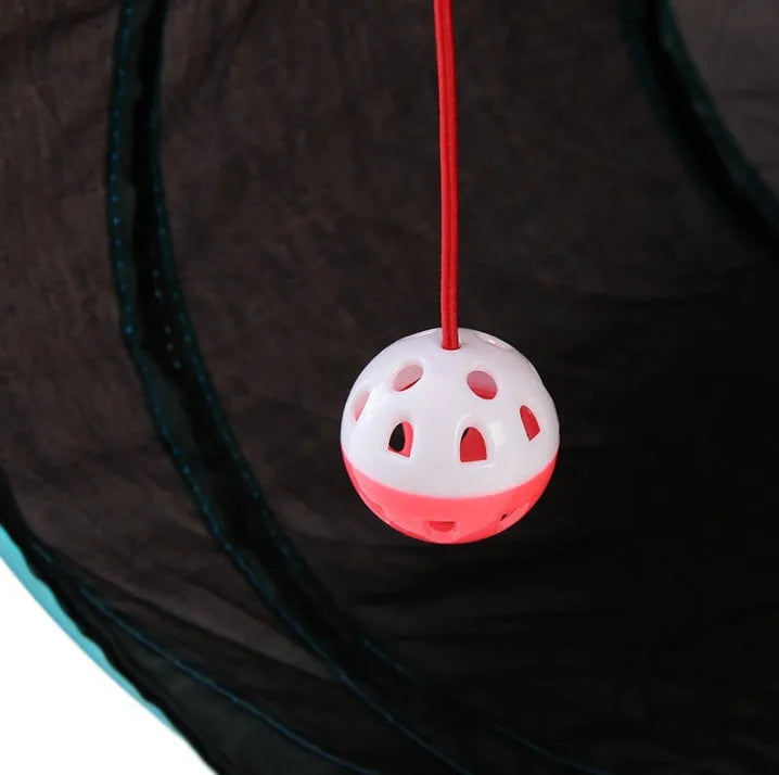Collapsible S-type four-channel polyester cat tunnel toy for indoor pet play