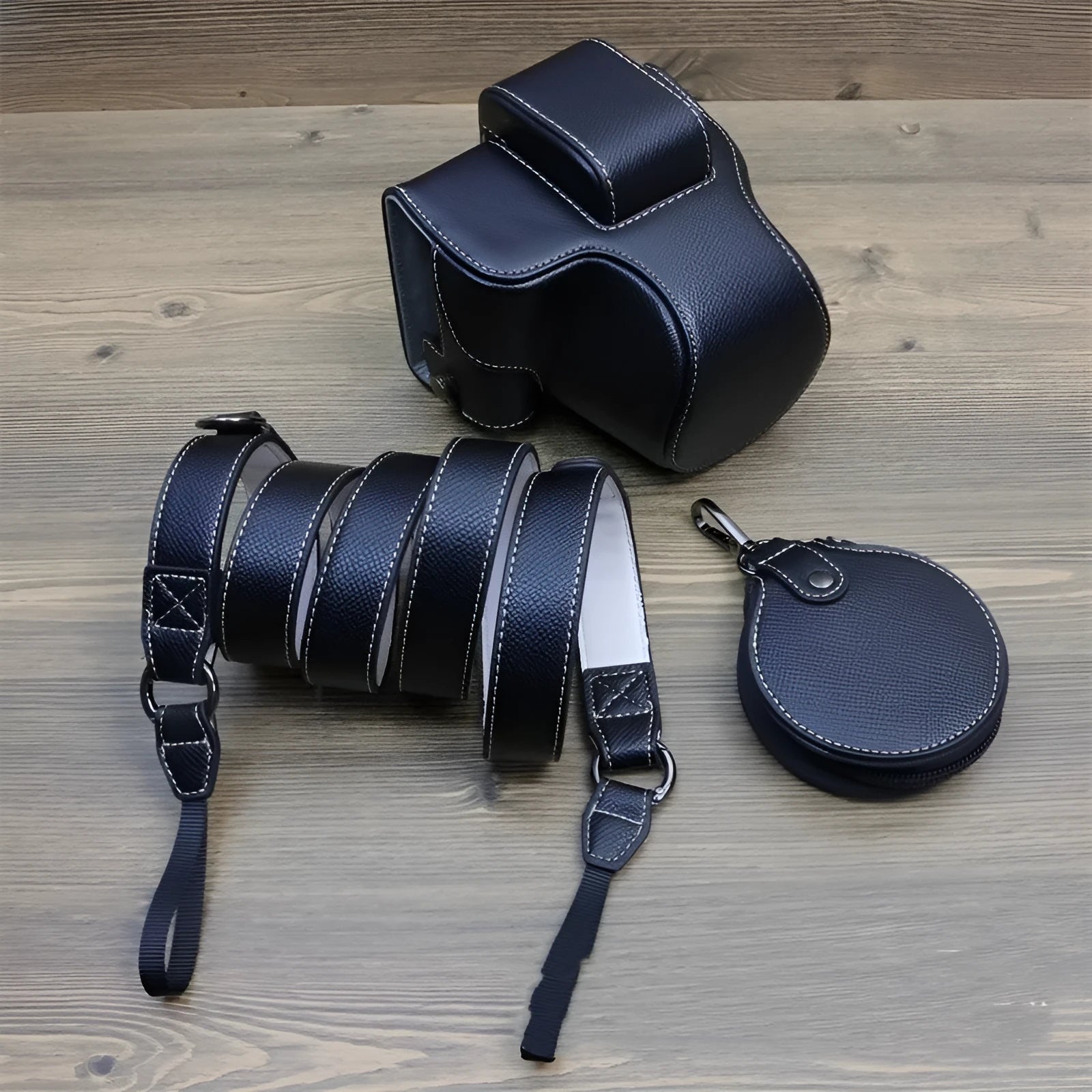 Retro PU camera shoulder bag in oily coffee colour for mirrorless DSLR storage