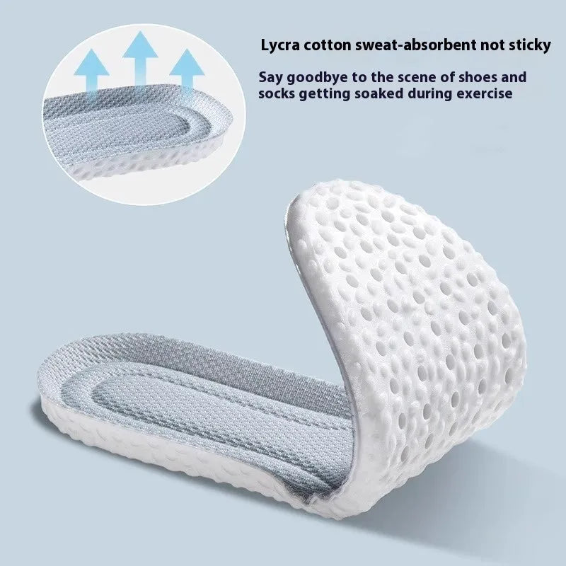 Grey, black, and orange PU foam sports insoles shown on a size chart from 35 to 46.