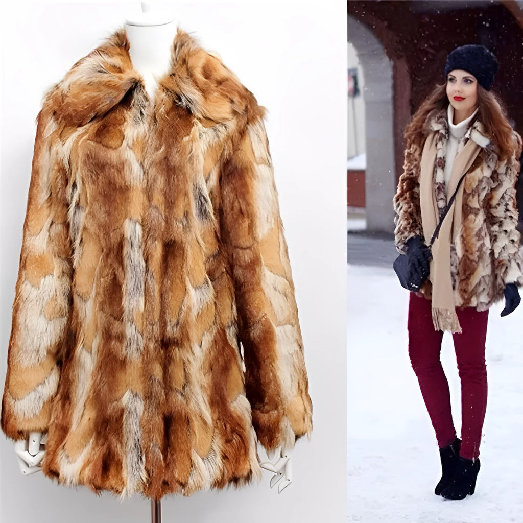 Women's tiger print faux fur jacket in slim fit with long sleeves.