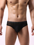 Men's U pouch low waist underwear in breathable nylon fabric showing colour options